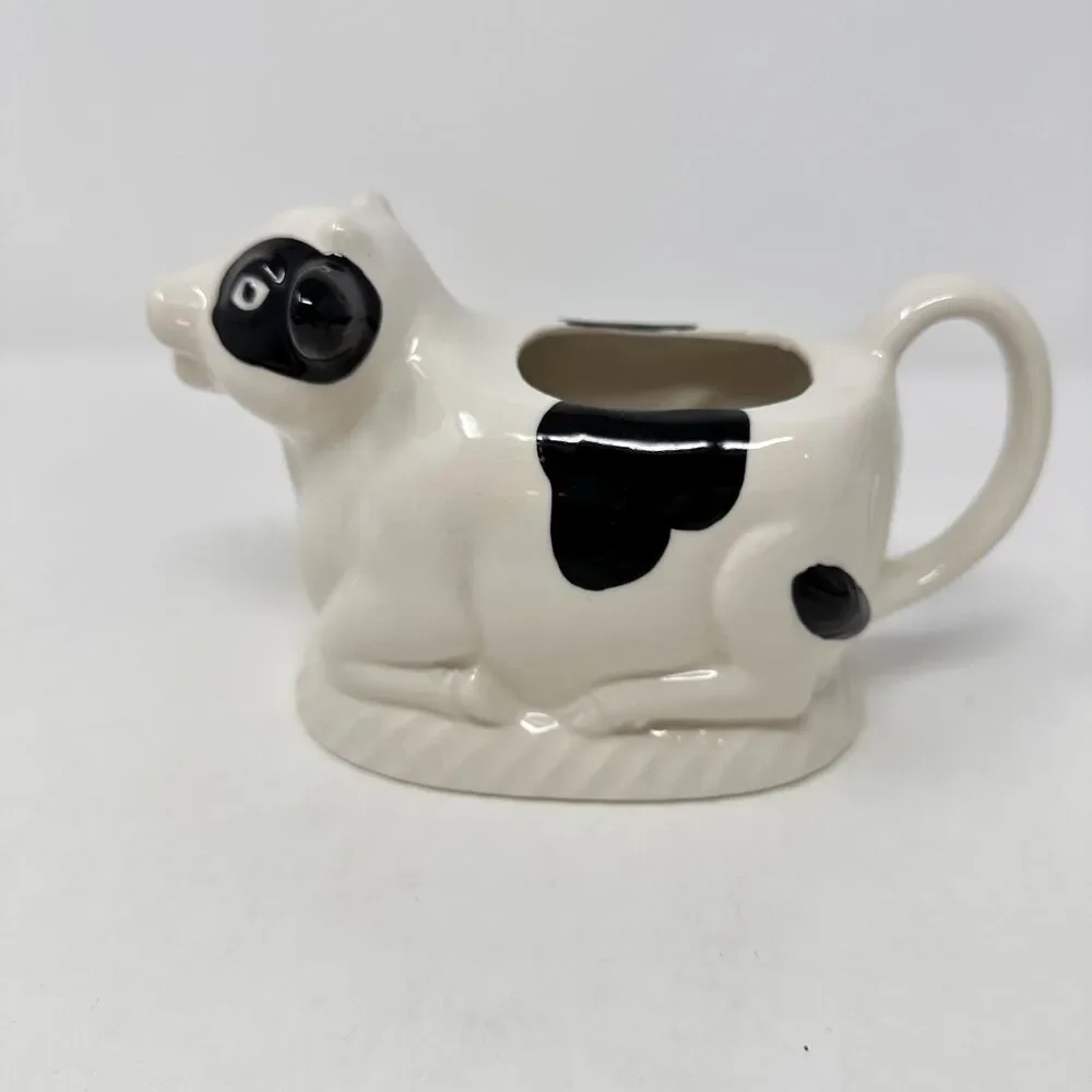 Vtg Himark County Fare Cow Creamer Ceramic Pitcher Japan Black White 7.5